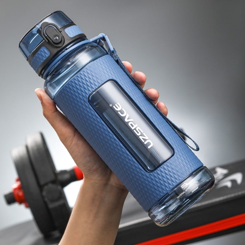 Gourde de voyage avec revêtement antidérapant (Couleur: Bleu, Capacité: 1100ml)