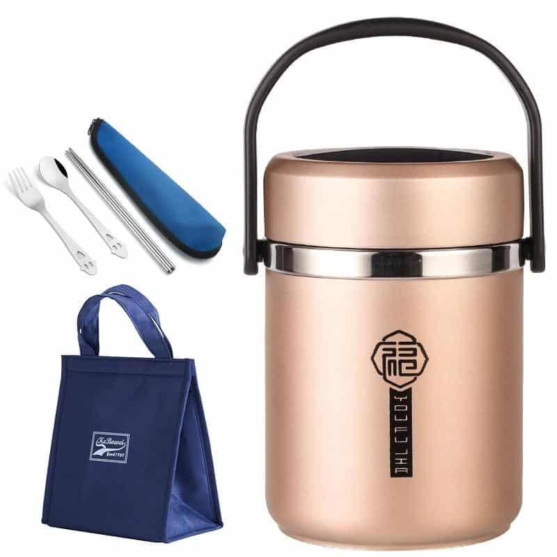 Boîte à déjeuner en Inox thermique (Couleur: Doré, Capacité: 1.6L)