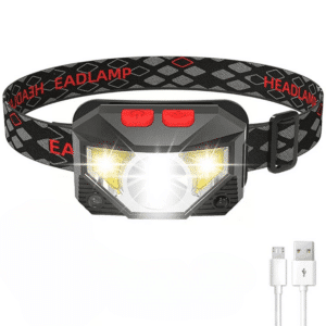 Lampe Frontale LED avec Angle Ajustable sur fond blanc