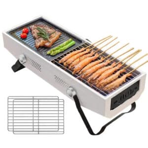 Barbecue Camping Blanc de Grande Capacité sur fond blanc